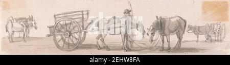 Paul Sandby - zweirädriger Tip-Cart mit Pferden Stockfoto