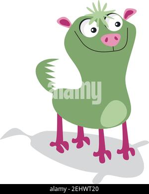 Lustige grüne Cartoon Hund, Vektor-Illustration Stock Vektor