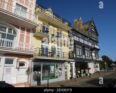 Die elisabethanischen Gebäude säumen das Ufer in Dartmouth, Devon. Stockfoto