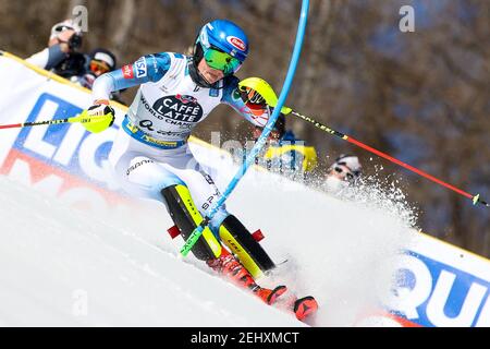 Cortina (BL, Italien. Februar 2021, 20th. Cortina (BL), Italien, Druscie, 20. Februar 2021, Mikaela SHIFFRIN (USA) während 2021 FIS Alpine World SKI Championships - Slalom - Women - Alpine Ski race Credit: Luca Tedeschi/LPS/ZUMA Wire/Alamy Live News Stockfoto