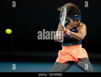 Melbourne, Australien. Februar 2021, 20th. Naomi von Japan tritt während des Frauen-Einzel-Finale zwischen Osaka Naomi von Japan und Jennifer Brady von den Vereinigten Staaten bei Australian Open in Melbourne, Australien, 20. Februar 2021. Quelle: Hu Jingchen/Xinhua/Alamy Live News Stockfoto