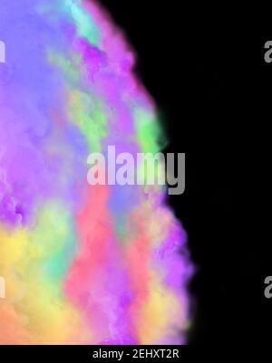 Rauch isoliert auf schwarzem Hintergrund. Abstrakter Rauch für Design. Abstract Holi Bunte Rauch Konzept. Bewegung farbige Rauch Abstraktion. Stockfoto