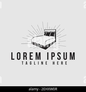 Vintage einfach schwarz Bett Logo Design Vektor Illustration Inspiration Stock Vektor