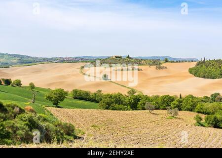 Ländliche Landschaft Blick mit rollenden Feldern Stockfoto