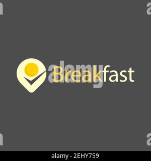 Kombination aus Ei und Typ Food for Breakfast Logo Schriftzug Abbildung des Vektorgrafiken Stock Vektor