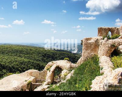 Panoramablick vom Schloss Sahyun, Syrien. Auch bekannt als das Schloss von Saladin Stockfoto