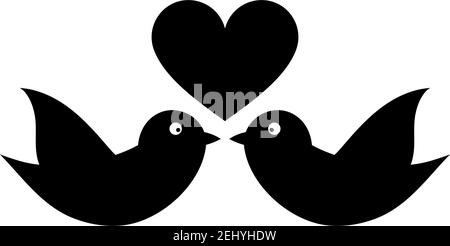 Taube Mit Herz-Symbol. Schwarzes Glyphen-Design. Vektorgrafik. Stock Vektor