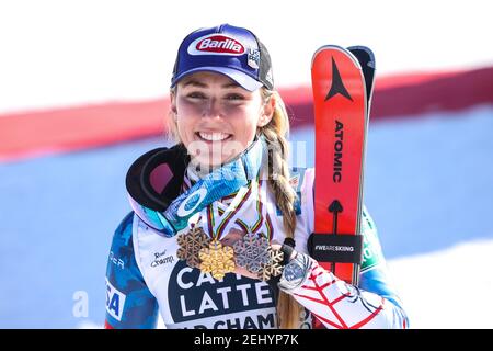 Druscie, Cortina (BL), Italien. Februar 2021, 20th. SHIFFRIN Mikaela (USA) Bronzemedaille während 2021 FIS Alpine Ski Weltmeisterschaften - Slalom - Frauen, alpines Skirennen - Foto Sergio Bisi/LM Credit: LiveMedia/Alamy Live News Stockfoto