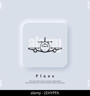 Flugzeug, Ebenensymbol. Logo des Reisebüros. Flugzeugsymbole. Vektor. UI-Symbol. Neumorphic UI UX White User Interface Web-Button. Stock Vektor
