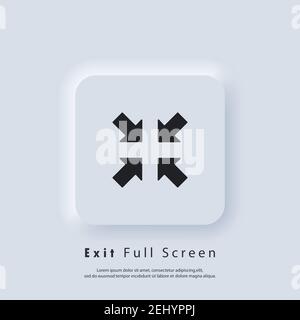 Symbol zum Beenden des Vollbildschirms. Vollbild-Symbol für Eingabe oder Beenden. Symbol maximieren oder minimieren. Vektor EPS 10. UI-Symbol. Neumorphic UI UX weiße Benutzeroberfläche Web Stock Vektor