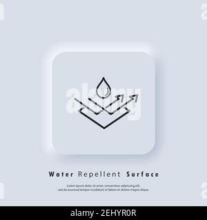 Symbol für wasserabweisende Oberfläche. Wasserdichtes Symbol, hydrophobes Symbol. Vektor EPS 10. UI-Symbol. Neumorphic UI UX White User Interface Web-Button. Neumorphi Stock Vektor