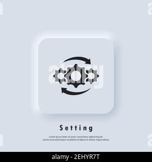 Kontoeinstellungen. Zahnradsymbol. Schaltungssymbole. Zahnrad-Logo. Vektor EPS 10. UI-Symbol. Neumorphic UI UX White User Interface Web-Button. Neumorphismus Stock Vektor