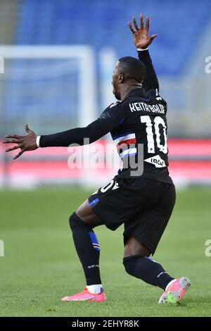 Rom, Italien. Februar 2021, 20th. Rom, Italien, Stadio Olimpico, 20. Februar 2021, Balde Keita von Sampdoria in Geste während SS Lazio vs UC Sampdoria - Italienisch Fußball Serie A Spiel Kredit: Claudio Pasquazi/LPS/ZUMA Wire/Alamy Live News Stockfoto