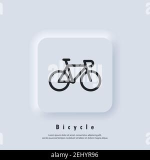 Fahrradsymbol. Radfahren. Fahrradschild. Logo von Bycicle. Vektor. UI-Symbol. Neumorphic UI UX White User Interface Web-Button. Neumorphismus Stock Vektor