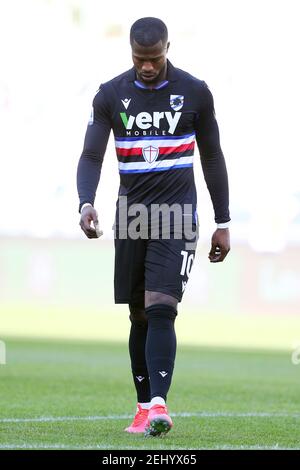Rom, Italien. Februar 2021, 20th. Keita Balde von Sampdoria reagiert während der italienischen Meisterschaft Serie A Fußballspiel zwischen SS Lazio und UC Sampdoria am 20. Februar 2021 im Stadio Olimpico in Rom, Italien - Foto Federico Proietti/DPPI/LiveMedia/Sipa USA Kredit: SIPA USA/Alamy Live News Stockfoto