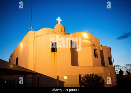 St. George Chapel auf dem Lycabettus Hill in Athen, Griechenland. Stockfoto
