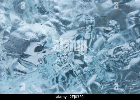 Detailaufnahme des Schmelzgletschers am Jokulsa Iceberg Beach Island. Stockfoto