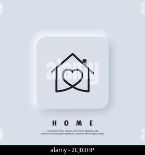 Haus mit Herz, Liebe zu Hause Symbol. Krankenhaus. Frohe Familie. Vektor. UI-Symbol. Neumorphic UI UX White User Interface Web-Button. Neumorphismus Stock Vektor