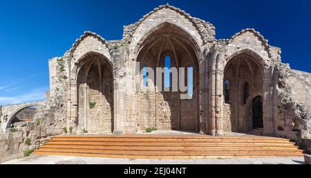 Die Überreste der "Panagia Tou Bourgou" ("unserer lieben Frau von der Burgh") Kirche in die mittelalterliche Altstadt von Rhodos Insel, Griechenland Stockfoto