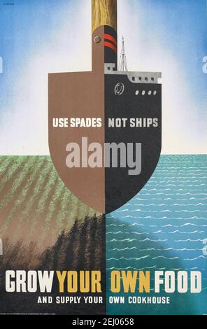 Abram Games verwenden Spades Not Ships Poster aus dem Zweiten Weltkrieg. Stockfoto