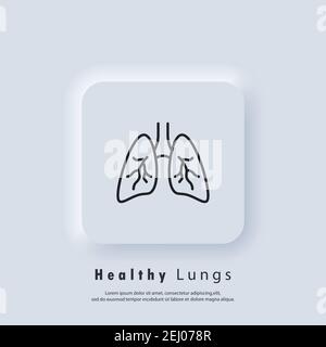 Lungen. Symbol für Lungenentzündung. Entzündlich in der Lunge. Asthma oder Tuberkulose. Vektor. UI-Symbol. Neumorphic UI UX White User Interface Web-Button. Neumorphismus Stock Vektor