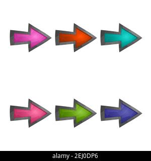 Gaming-Elemente auf weißem Hintergrund isoliert. Design für Computerspiel. Symbole und Symbole. Sammlung Tasten spielen für Spiele und App. Verschiedene Farben Stock Vektor