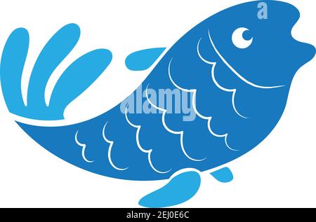 Fisch Logo Vektor Illustration isoliert in weißem Hintergrund . Stock Vektor