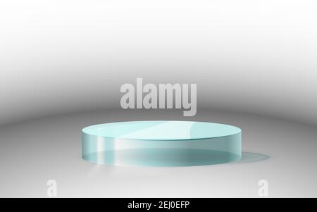 Hintergrund Vektor 3D Rendering Kristall Podium. Stand kosmetische Produkte zu zeigen. Bühnenshow auf Sockel modern 3D Studio blau Pastell Stock Vektor