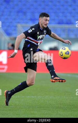 Rom, Italien. Februar 2021, 20th. Alex Ferrari von UC Sampdoria in Aktion während der Serie A Fußballspiel zwischen SS Lazio und UC Sampdoria im Olimpico-Stadion in Roma (Italien), 20th. Februar 2021. Foto Antonietta Baldassarre/Insidefoto Kredit: Insidefoto srl/Alamy Live News Stockfoto
