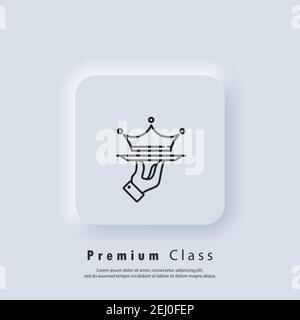 VIP-Logo. Premium-Service-Symbol. VIP-Business-Service. Krone auf einem Tablett. Angebot der Premium-Klasse. VIP-Restaurant-Service. Vektor. UI-Symbol. Neumorphische UI UX Stock Vektor