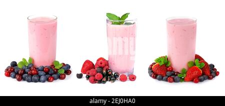 Smoothies von Beeren auf weiß Stockfoto