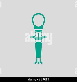 Alpinist Camalot Ikone. Grün auf grauem Hintergrund. Vektorgrafik. Stock Vektor