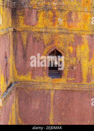 Bet Giyorgis Kirche in Lalibela - Fensterdetail Stockfoto