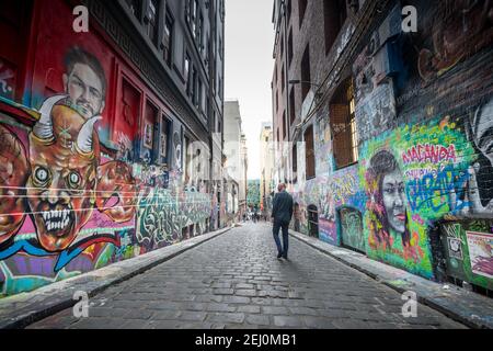 Street Art auf der Hosier Lane, Melbourne, Victoria, Australien. Stockfoto