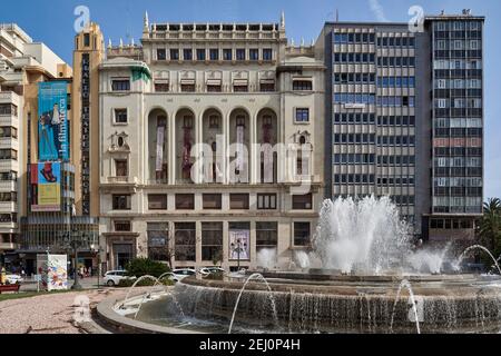 Rialto Kino Film Bibliothek Theater aus dem 20th. Jahrhundert, rationalistischen Stil mit Einflüssen der valencianischen Art Deco in der Stadt Valencia, Spanien, Stockfoto