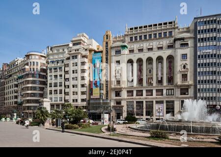 Rialto Kino Film Bibliothek Theater aus dem 20th. Jahrhundert, rationalistischen Stil mit Einflüssen der valencianischen Art Deco in der Stadt Valencia, Spanien, Stockfoto