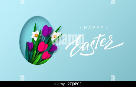 Frohe Ostern Blumen Hintergrund. Stock Vektor