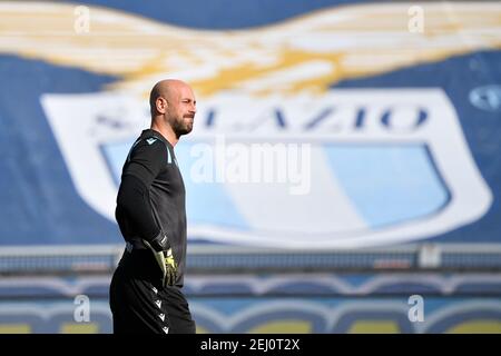 Manuel Jose Reina von SS Lazio in Aktion gesehen während der italienischen Fußball-Liga EIN 2020/2021 Spiel zwischen SS Lazio und UC Sampdoria im Olimpic Stadium in Rom.(Endstand; SS Lazio 1:0 UC Sampdoria) Stockfoto