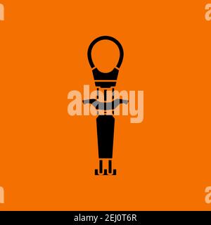 Alpinist Camalot Ikone. Schwarz auf orangefarbenem Hintergrund. Vektorgrafik. Stock Vektor