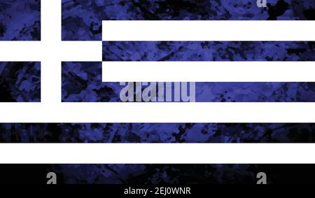 Griechenland Flagge mit wehender Grunge Textur. Vektorhintergrund. Stock Vektor