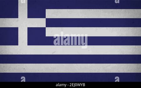 Griechenland Flagge mit wehender Grunge Textur. Vektorhintergrund. Stock Vektor