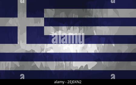 Griechenland Flagge mit wehender Grunge Textur. Vektorhintergrund. Stock Vektor