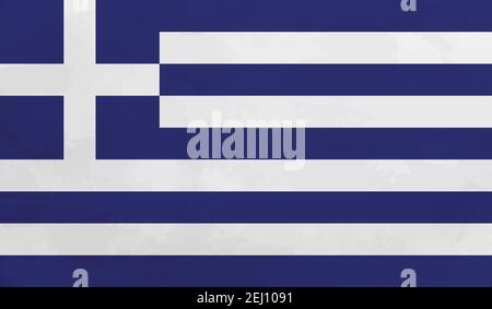 Griechenland Flagge mit wehender Grunge Textur. Vektorhintergrund. Stock Vektor