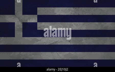 Griechenland Flagge mit wehender Grunge Textur. Vektorhintergrund. Stock Vektor