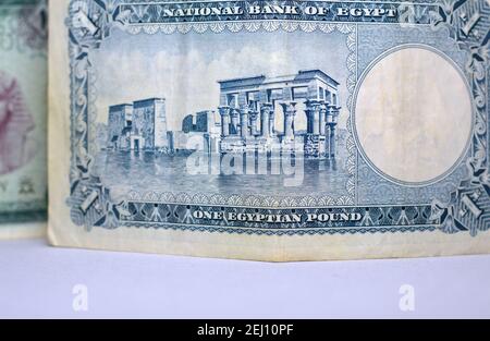 Ägyptische ein Pfund Banknote 1956 , ein altes Papier ägyptischen Banknote. Berühmte alte Banknoten , vintage Retro. , historisches altägyptisches Pharaonen-Geld Stockfoto