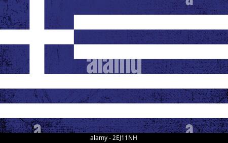 Griechenland Flagge mit wehender Grunge Textur. Vektorhintergrund. Stock Vektor