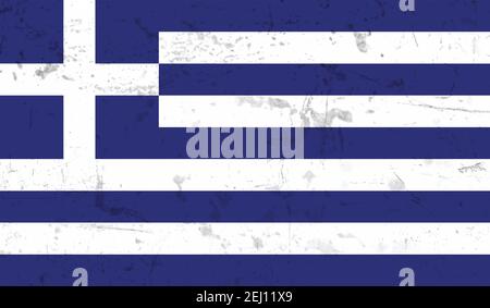 Griechenland Flagge mit wehender Grunge Textur. Vektorhintergrund. Stock Vektor
