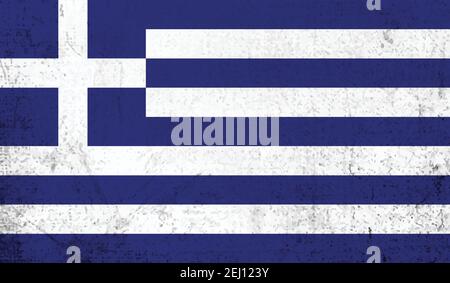 Griechenland Flagge mit wehender Grunge Textur. Vektorhintergrund. Stock Vektor