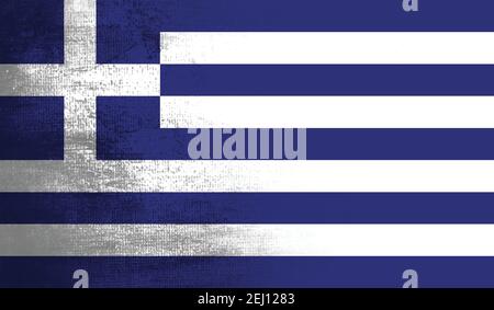 Griechenland Flagge mit wehender Grunge Textur. Vektorhintergrund. Stock Vektor