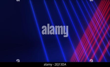 Abstrakt futuristisch leuchtenden Hintergrund. 3D Illustration mit blauen und roten Neonröhren Stockfoto